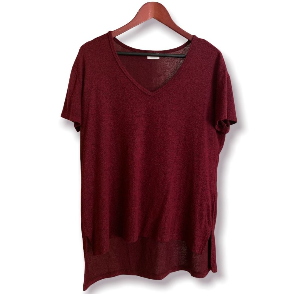 Cute oversized red sweater fabric blouse